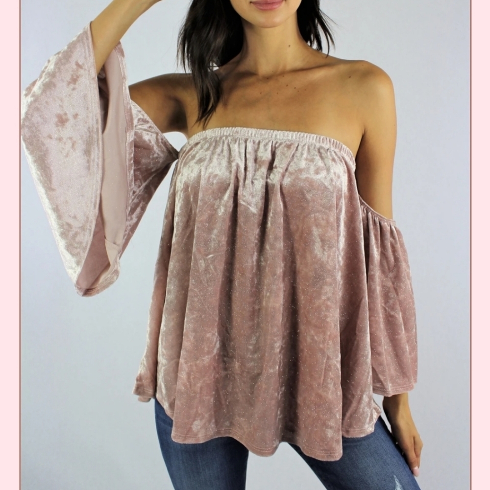 π SALE GLITTERY OFF THE SHOULDER TOP